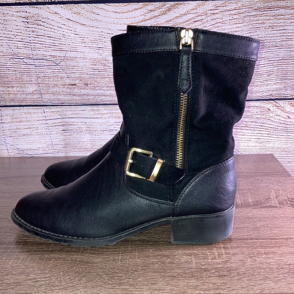 Womens Charles by Charles David 6.5 Black Leather & Suede mid calf Boots - Picture 2 of 13